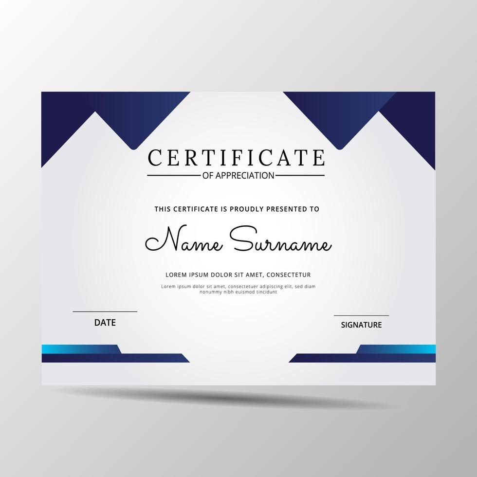 elegant blue and white diploma certificate template vector