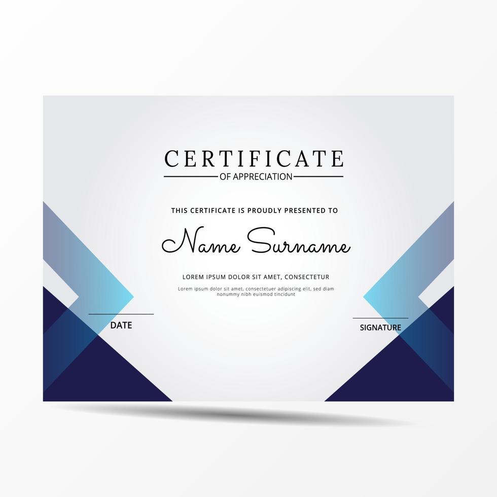 elegant blue and white diploma certificate template vector