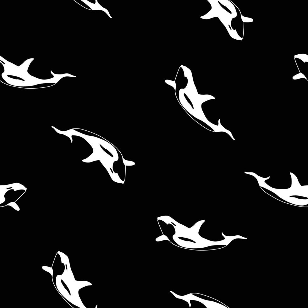 whale sperm seamless pattern black and white background vector