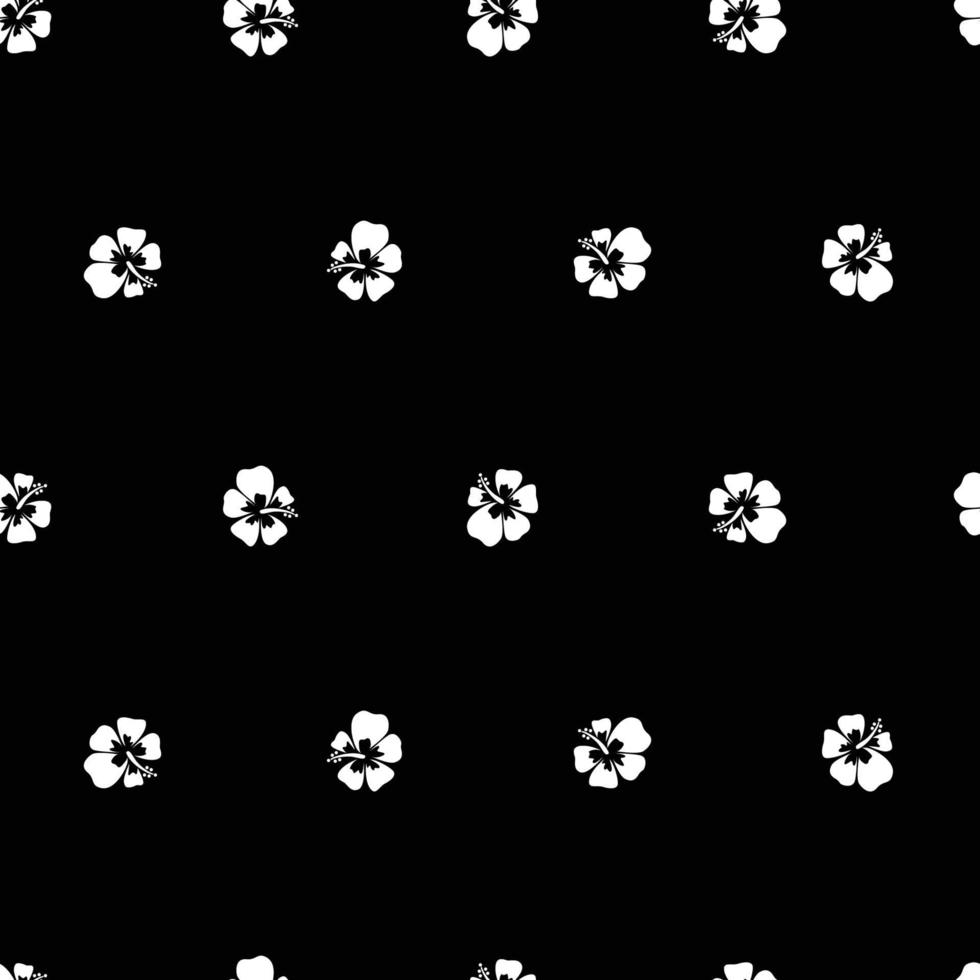 hibiscus flower seamless pattern black and white background vector