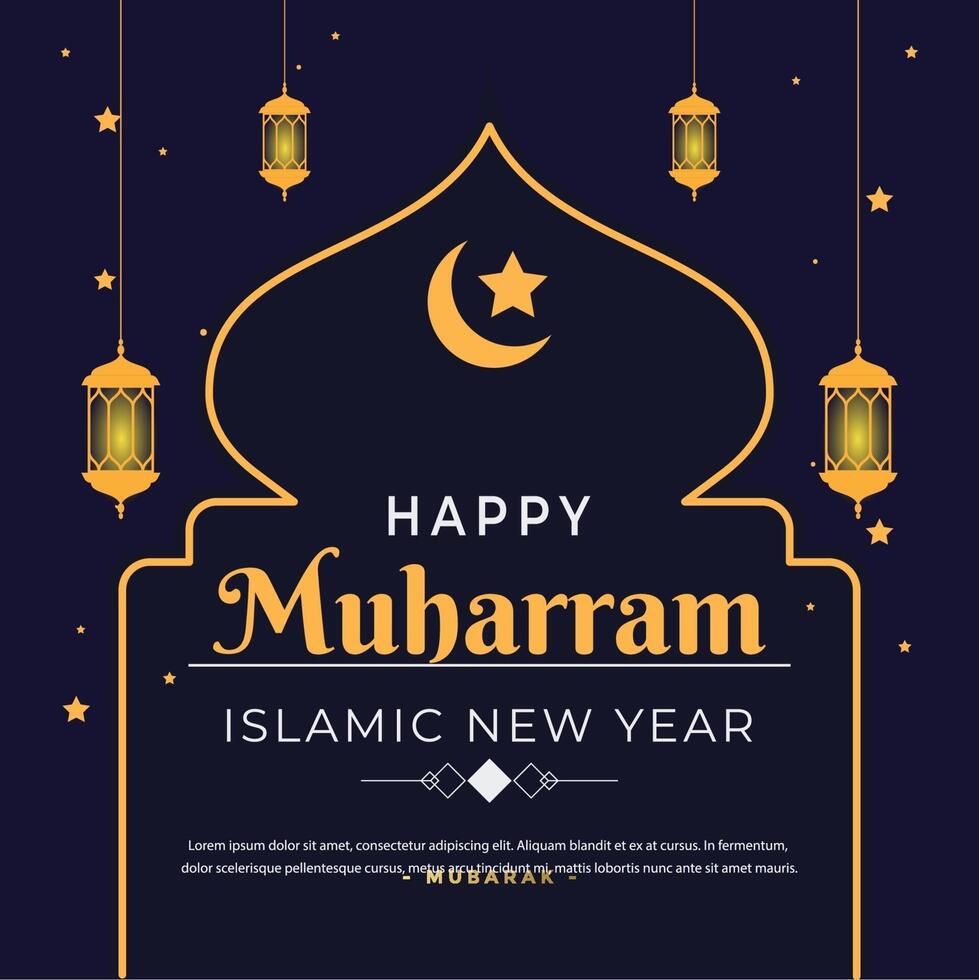 happy muharram islamic new years greeting card vector