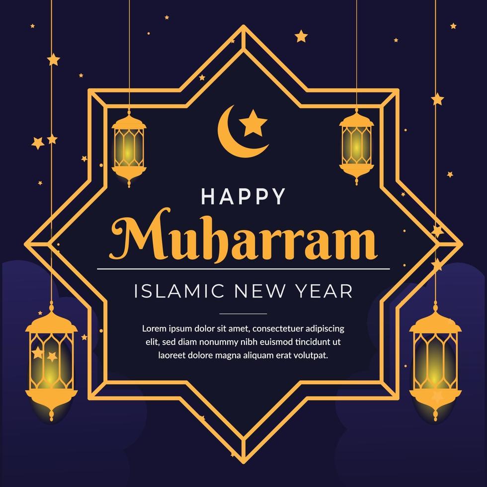 happy muharram islamic new years greeting template vector