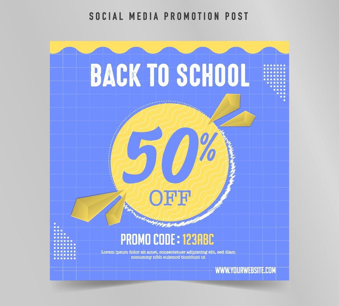 Back to School promo Social media post square template vector