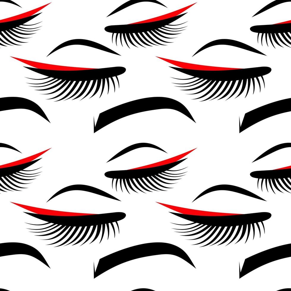 eyelashes and eyebrow seamless background vector