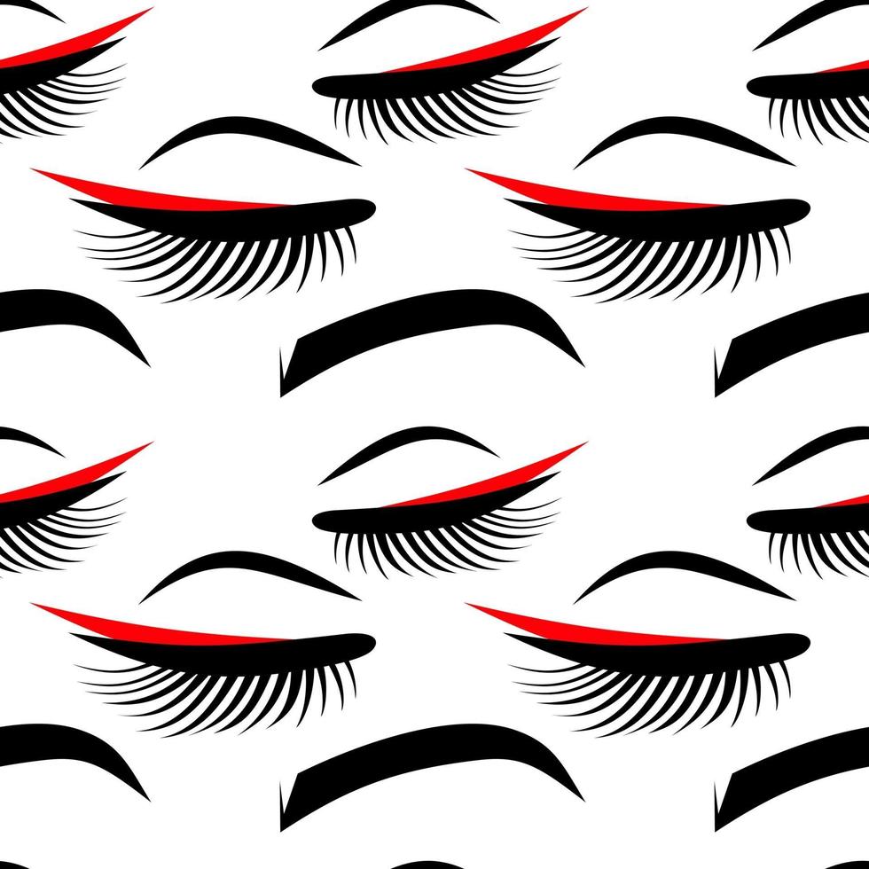 eyelashes and eyebrow seamless background vector