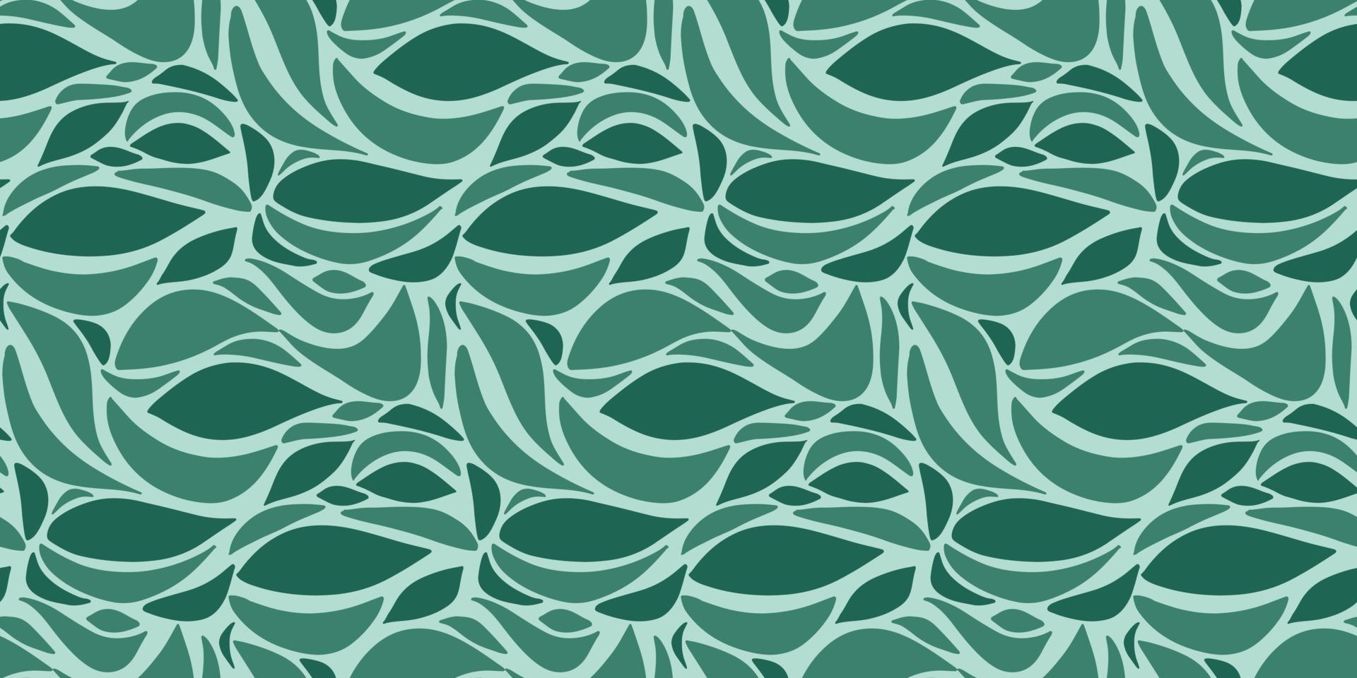 Abstract seamless pattern with green organic shapes, leaves. Vector