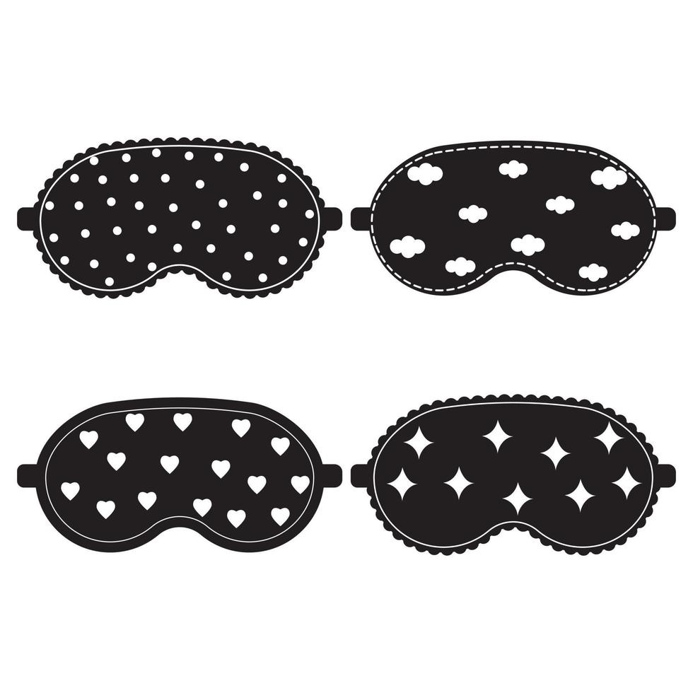 set of sleep mask black and white, isolated vector illustration