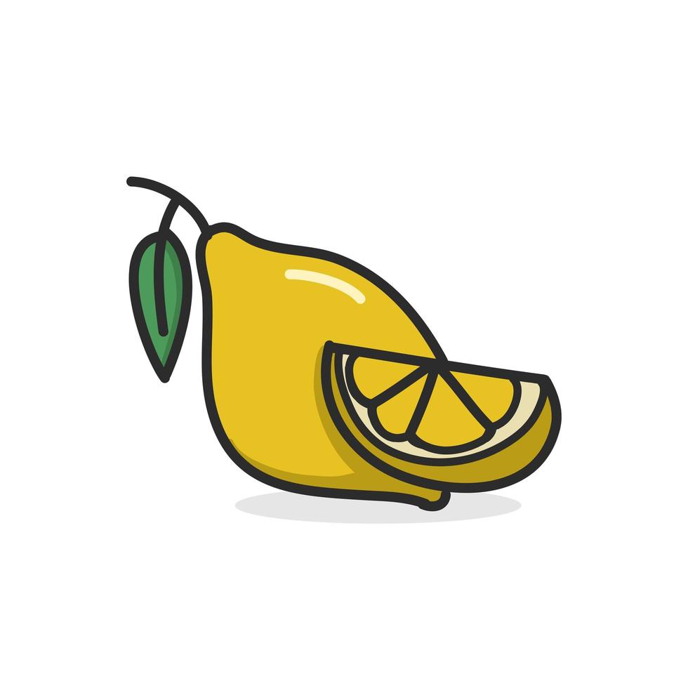 Lemon hand drawn illustration flat color vector