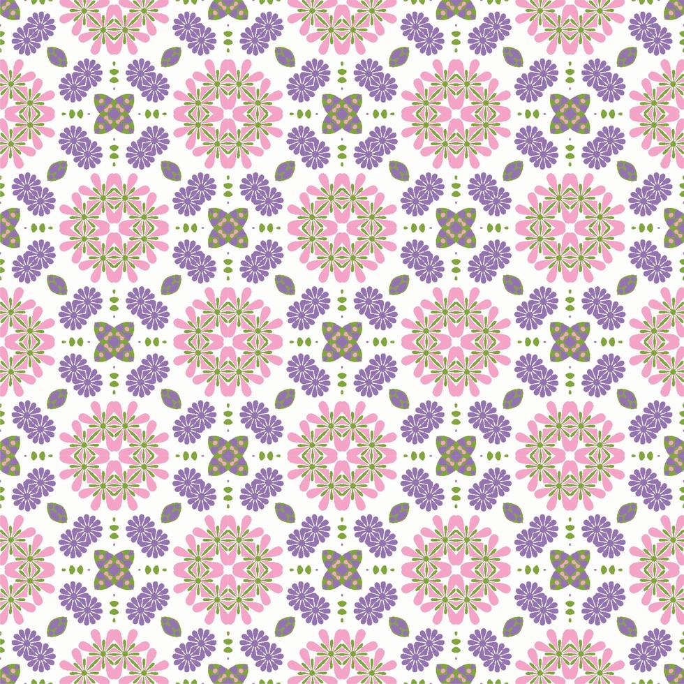 ethnic flower seamless pattern with ornament vector