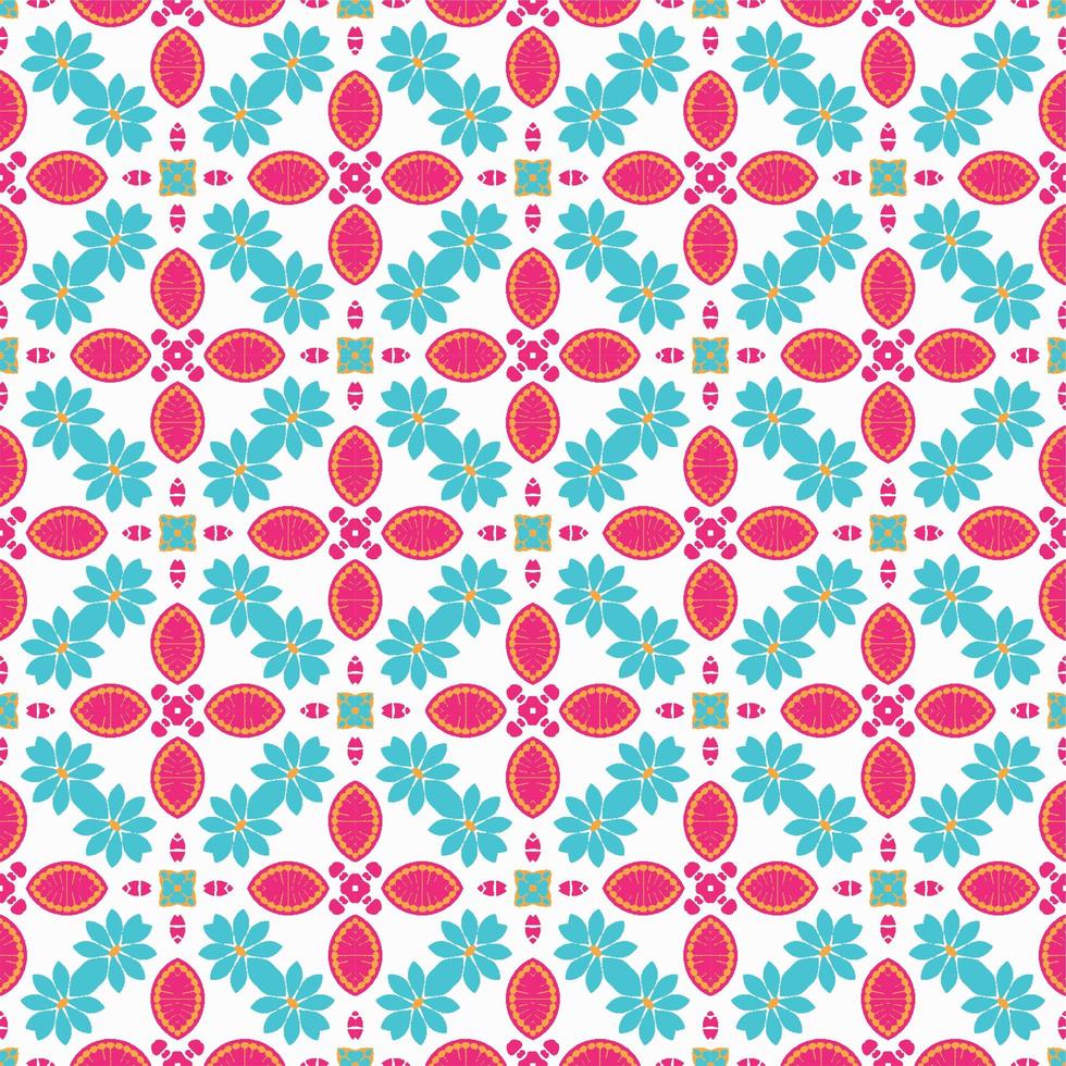 ethnic flower seamless pattern with ornament vector