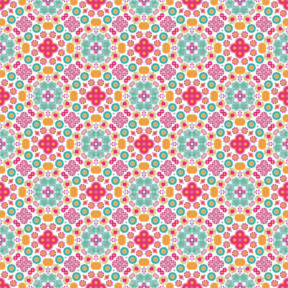 Ethnic floral seamless pattern with ornament vector