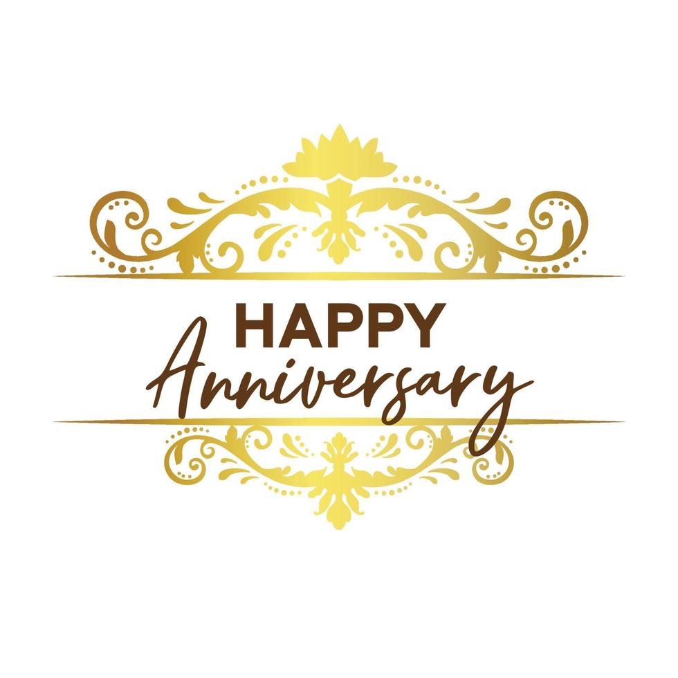 Happy Anniversary celebration with gold lettering on black background vector