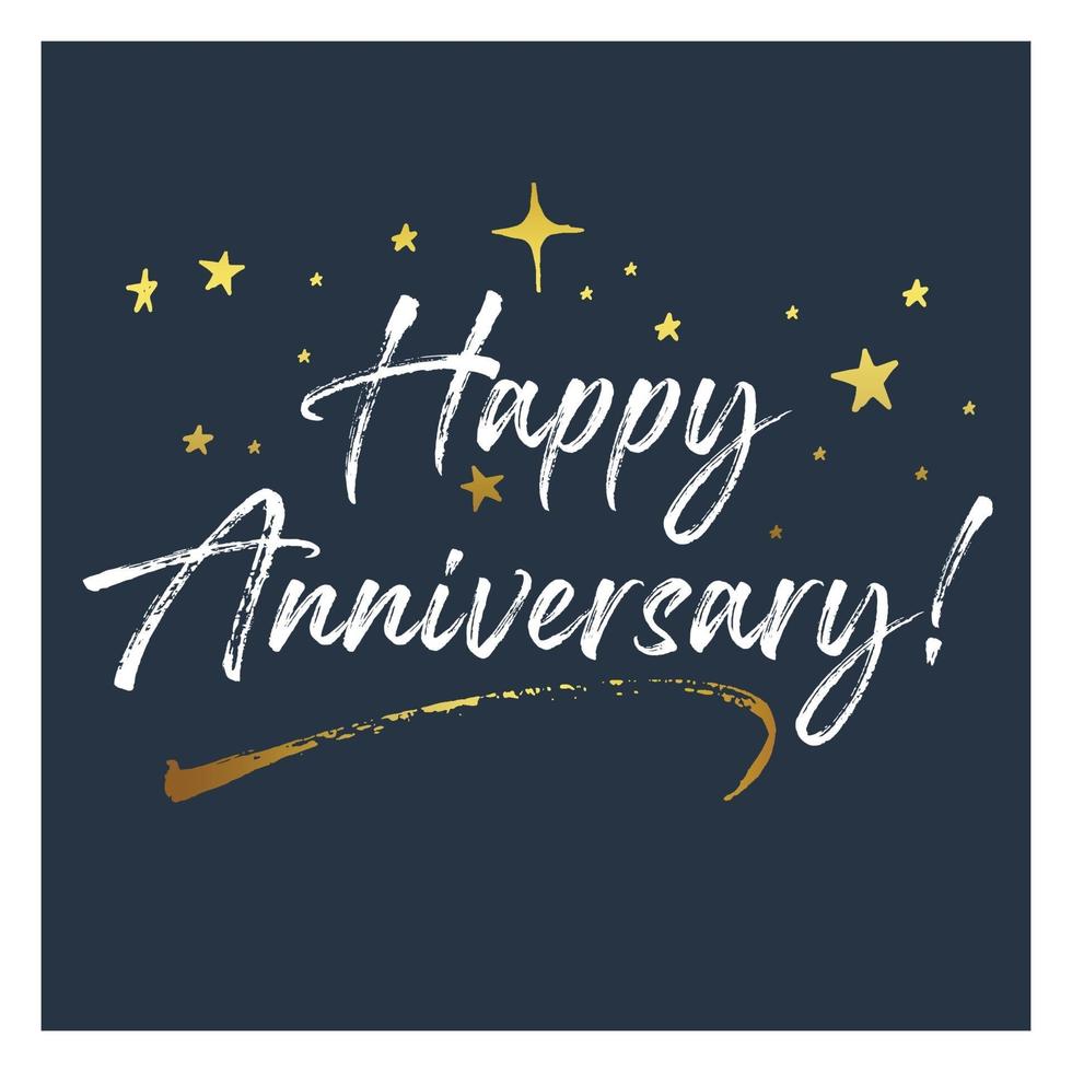 Happy Anniversary celebration with gold lettering on dark background vector