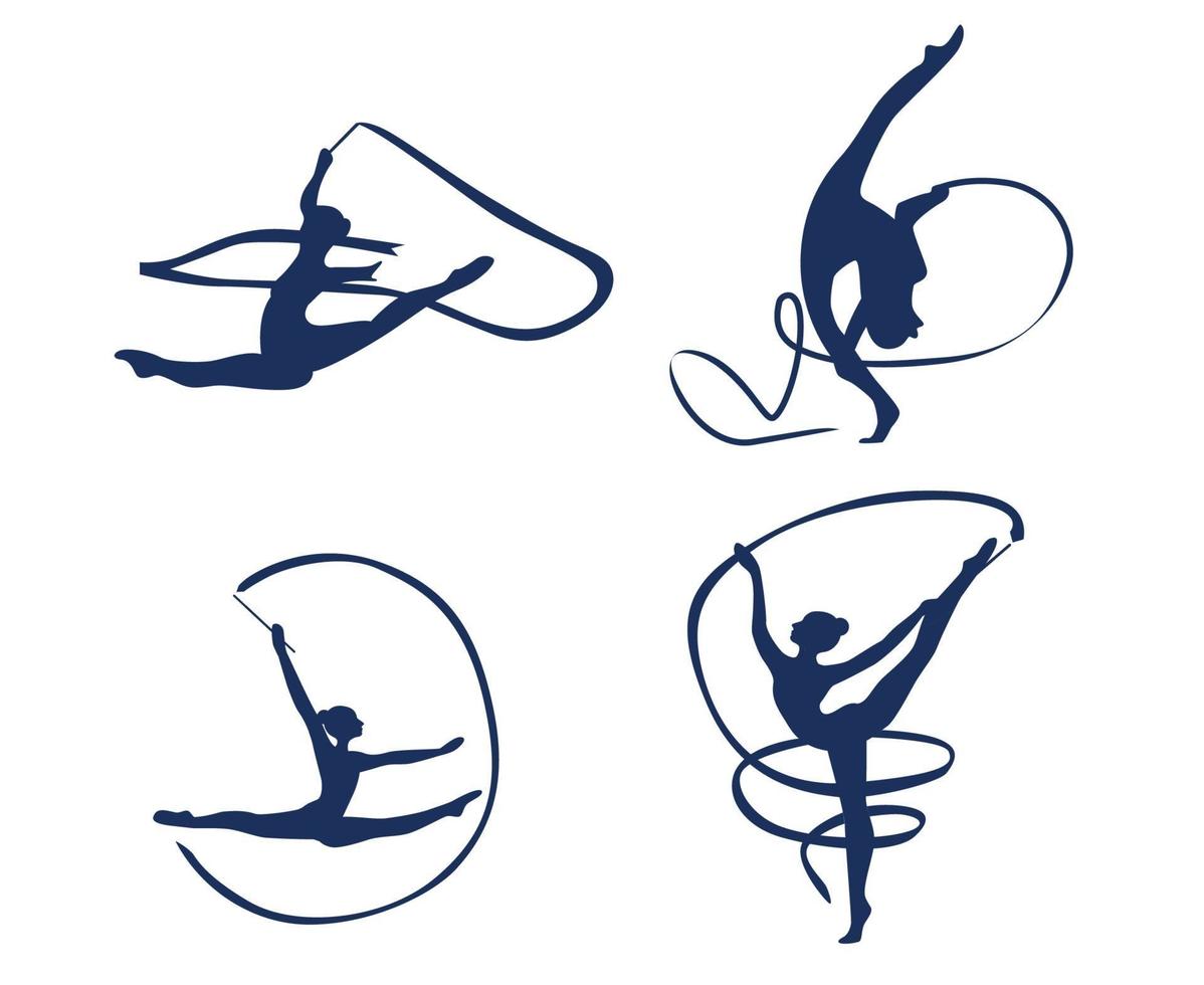 Rhythmic gymnastics with hoop silhouette on black Vector Image