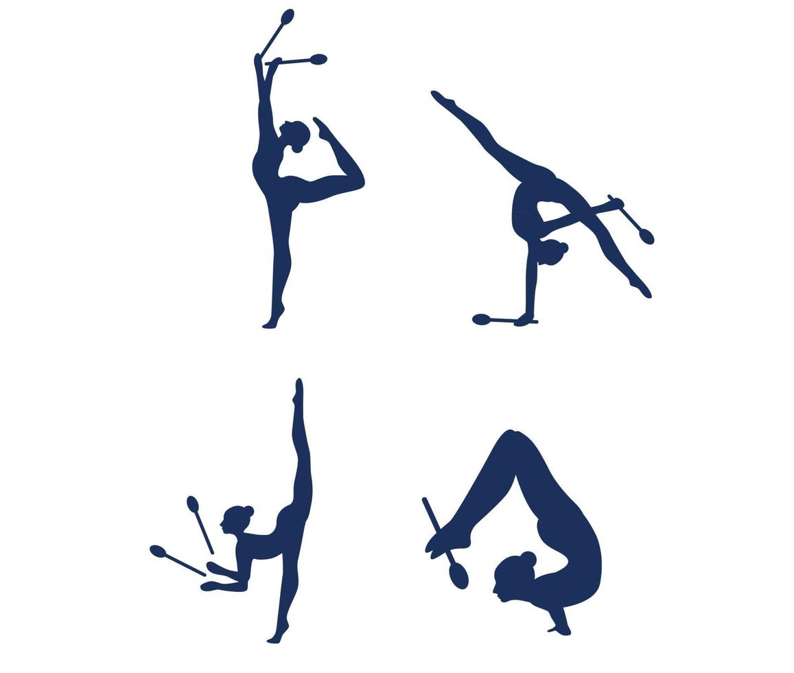 sets Rhythmic Gymnastics sport design 2020 games abstract symbol signs vector