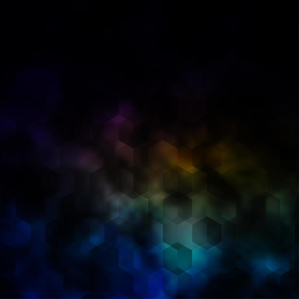 Dark Multicolor vector layout with hexagonal shapes.