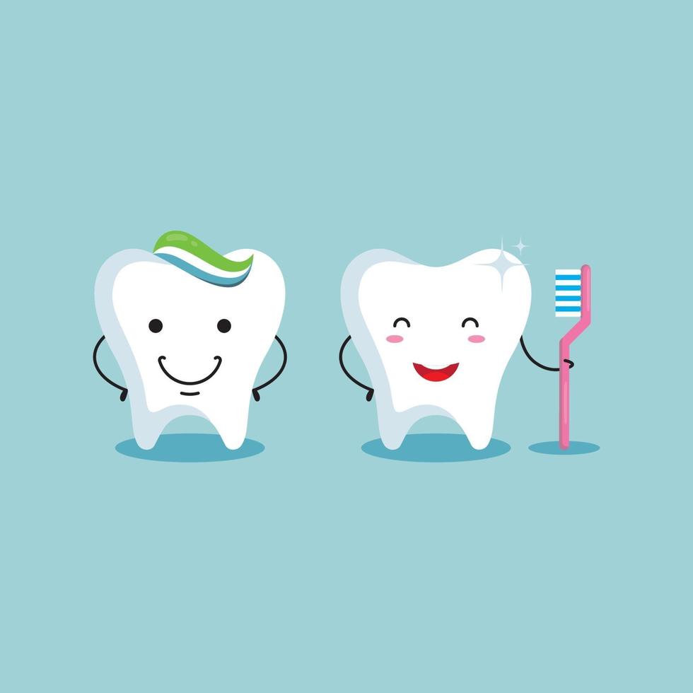 Healthy clinic cute tooth set vector