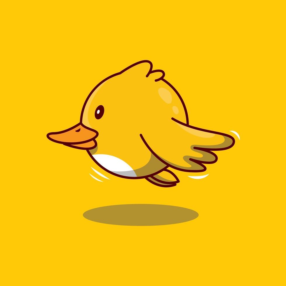 Cute flying duck cartoon icon illustration vector