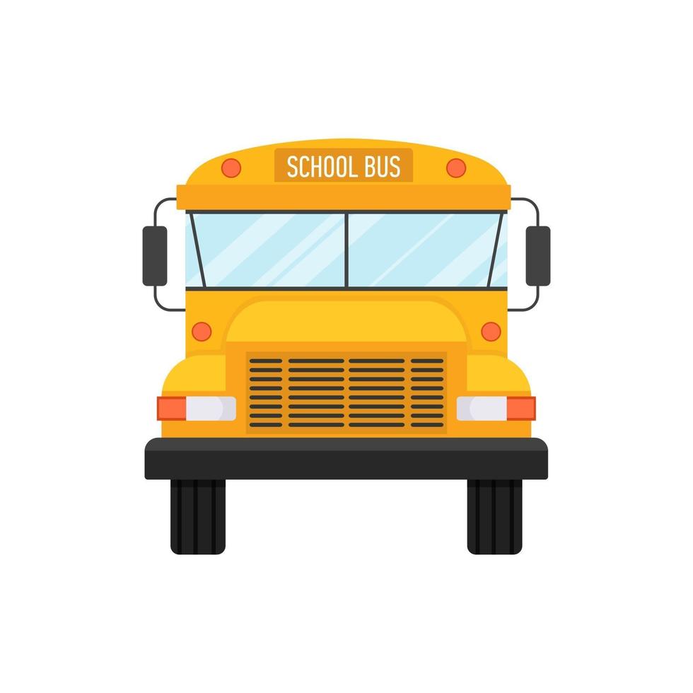 Vector illustration of school bus frontal view isolated on the white