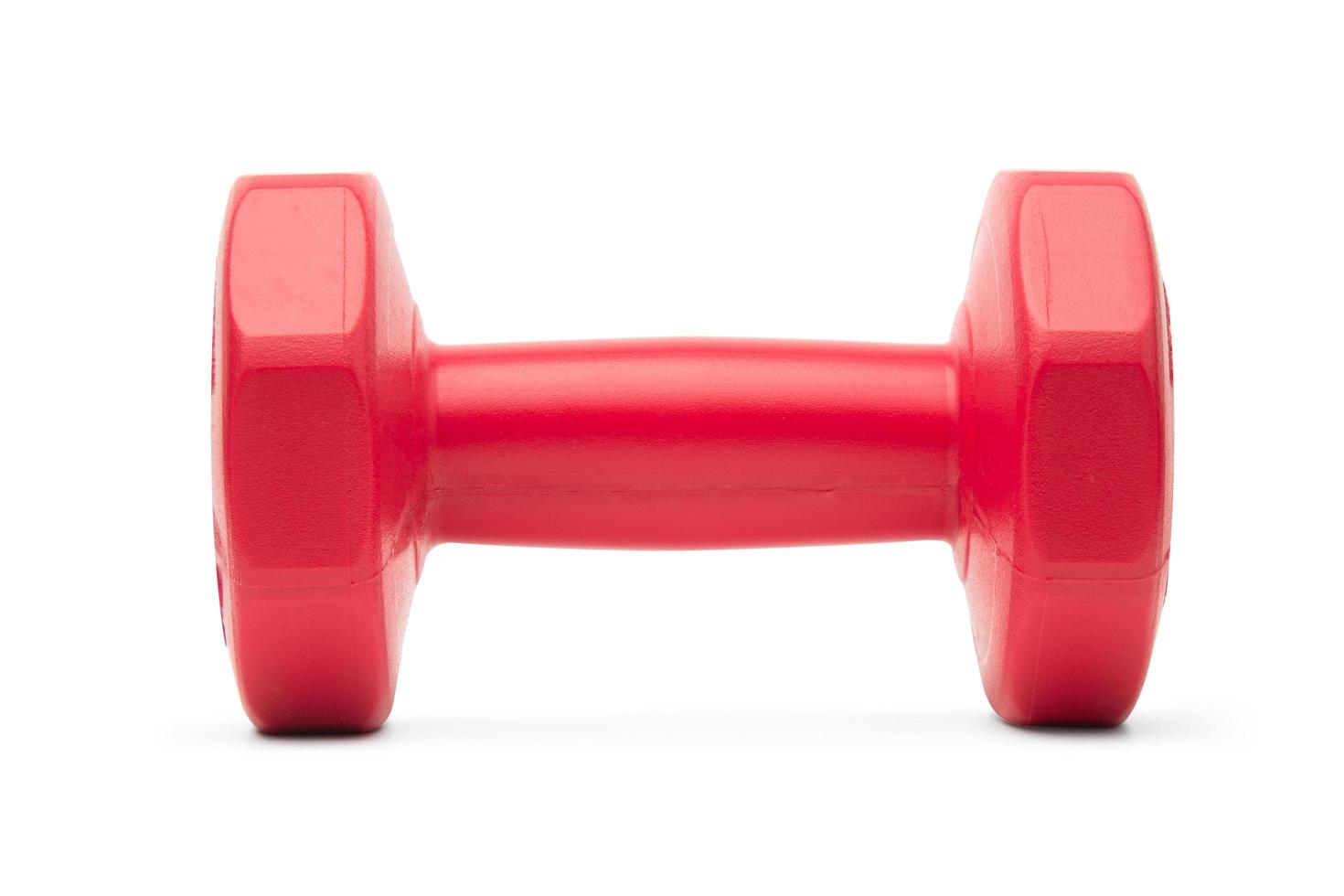 Red dumbbell isolated on white background photo