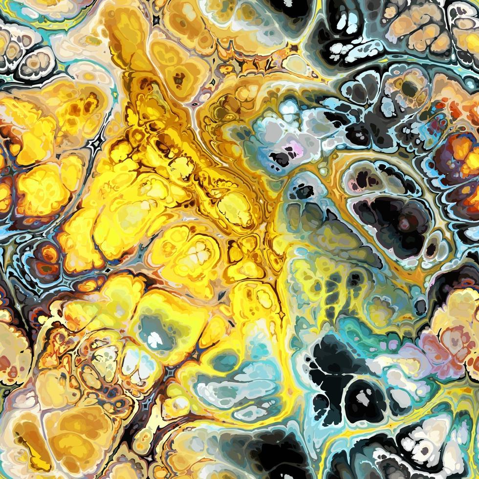 Yellow and Turquoise Marbling Art vector