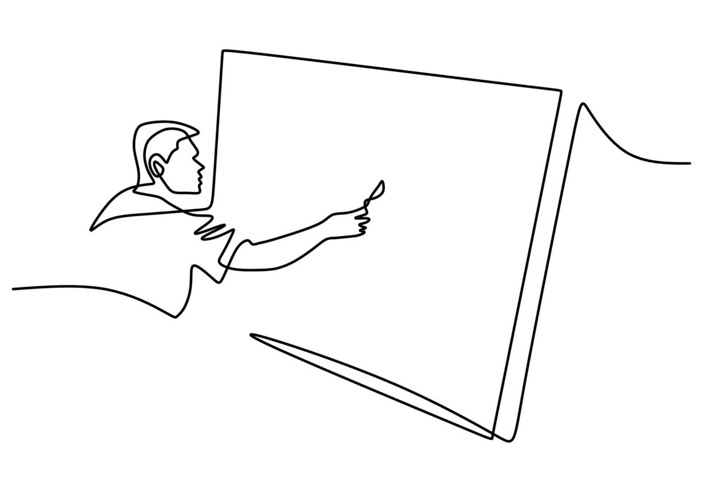 One continuous line drawing of painter artist vector