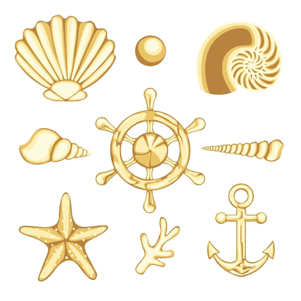 Hand drawn vector sea set