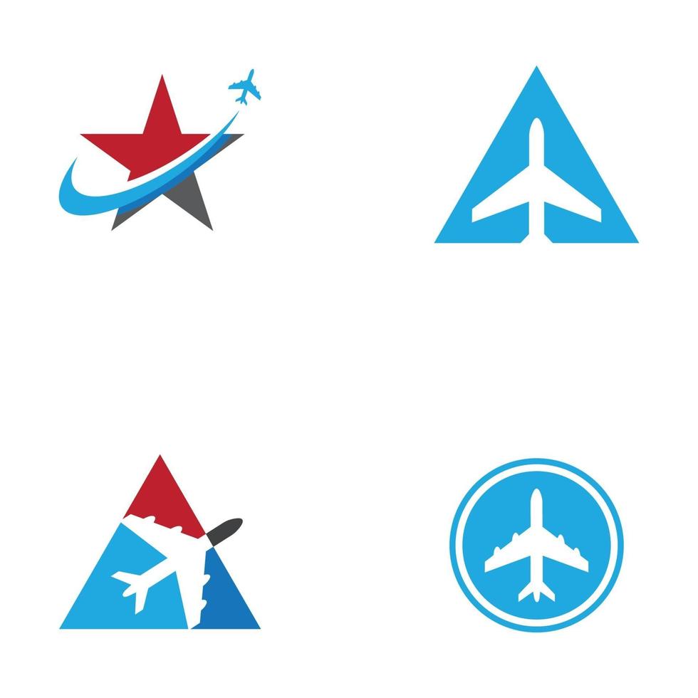 Plantilla de logotipo de diseño de ilustración de vector de icono de avión