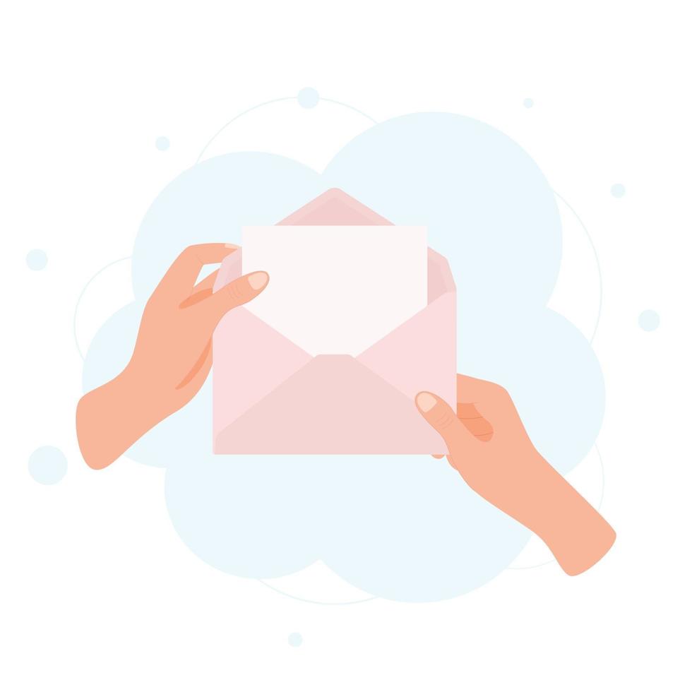 MINJI BANG Hands-holding-envelope-with-blank-paper-letter-vector