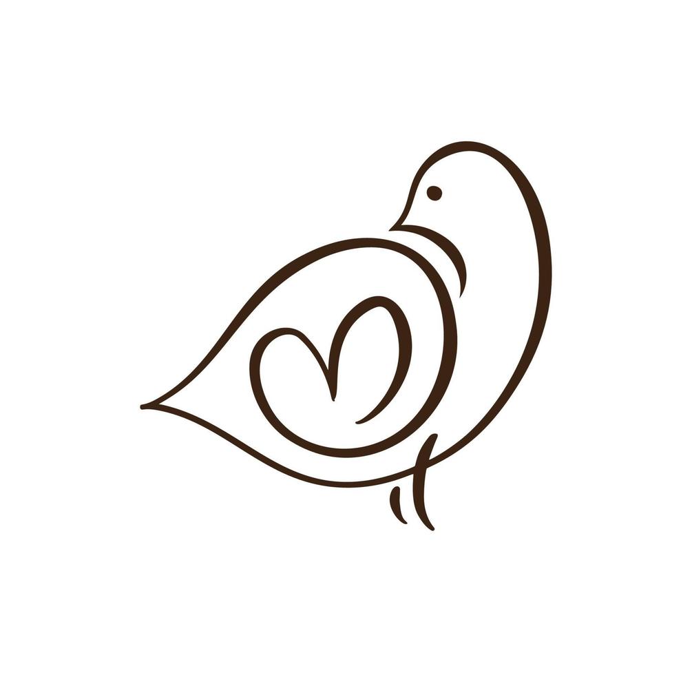 Vector Love dove with heart logo design template icon. pigeon