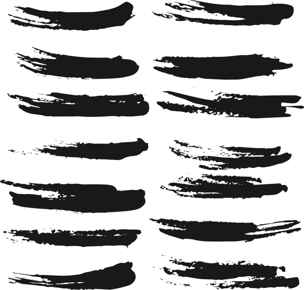 Set of brush strokes, Black ink grunge brush strokes. vector