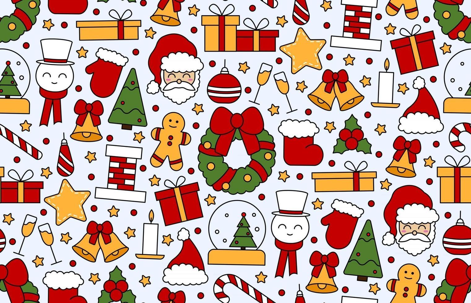 Seamless repeating pattern with Christmas and Happy New Year symbols vector