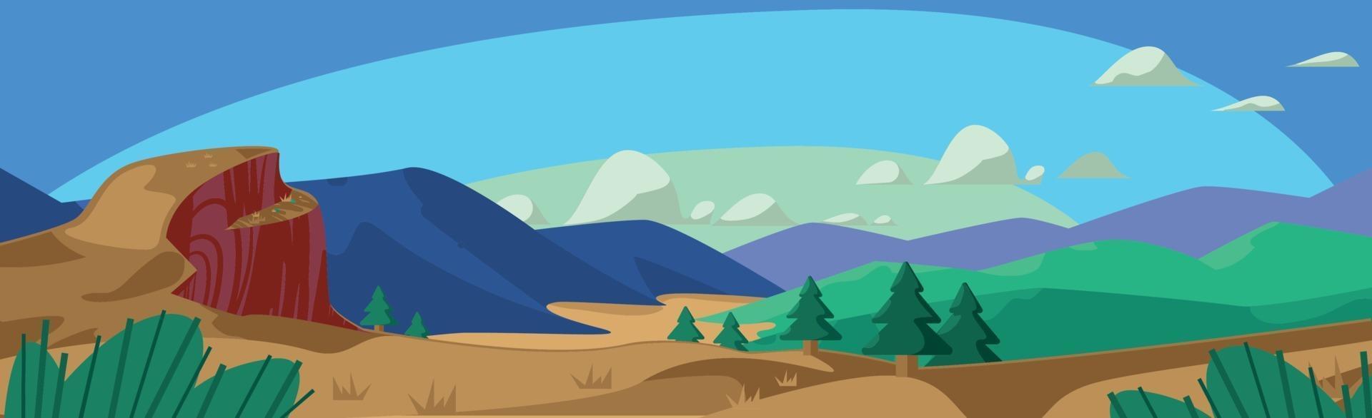 Panoramic mountain evening landscape vector