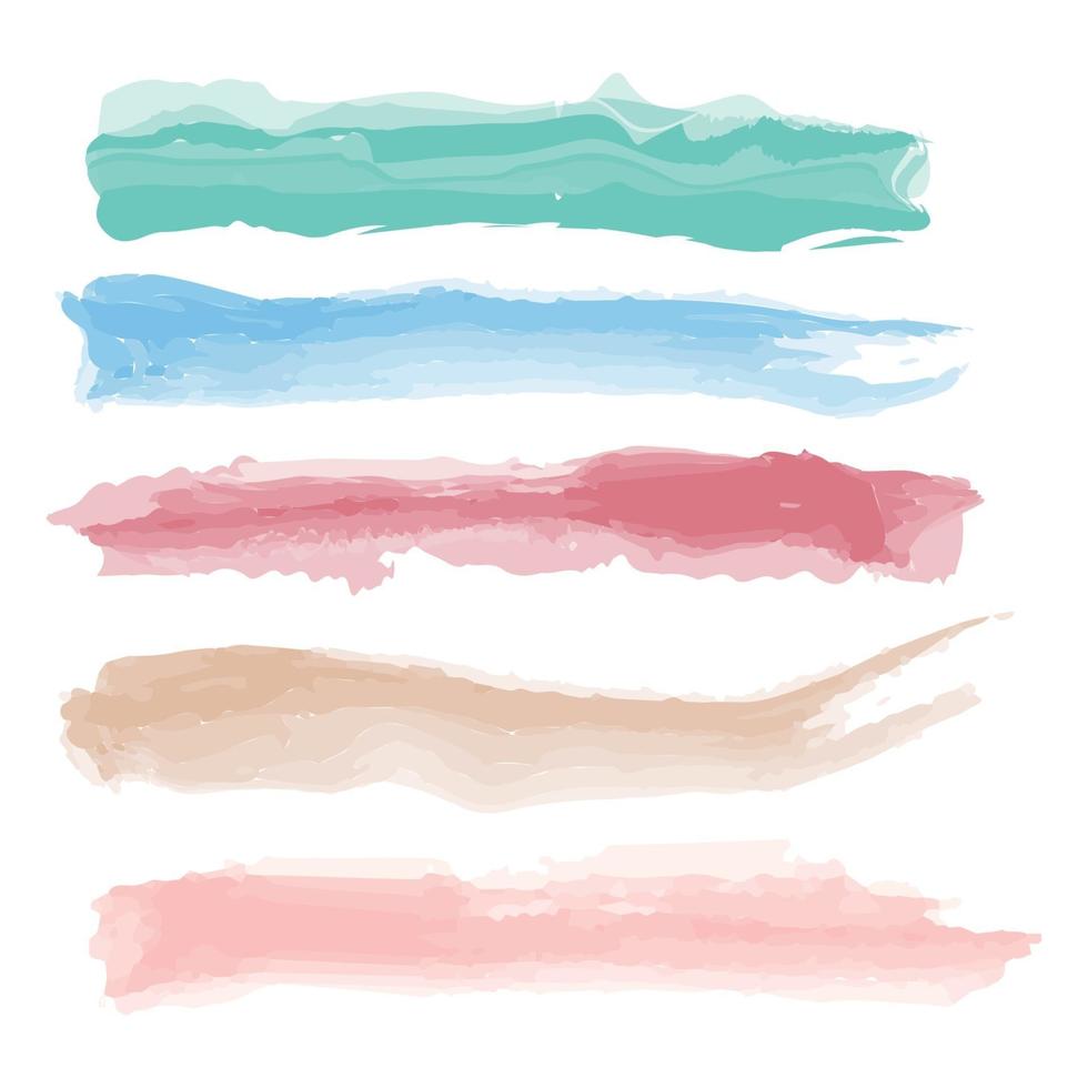 Various strokes of color paint on white background - Vector