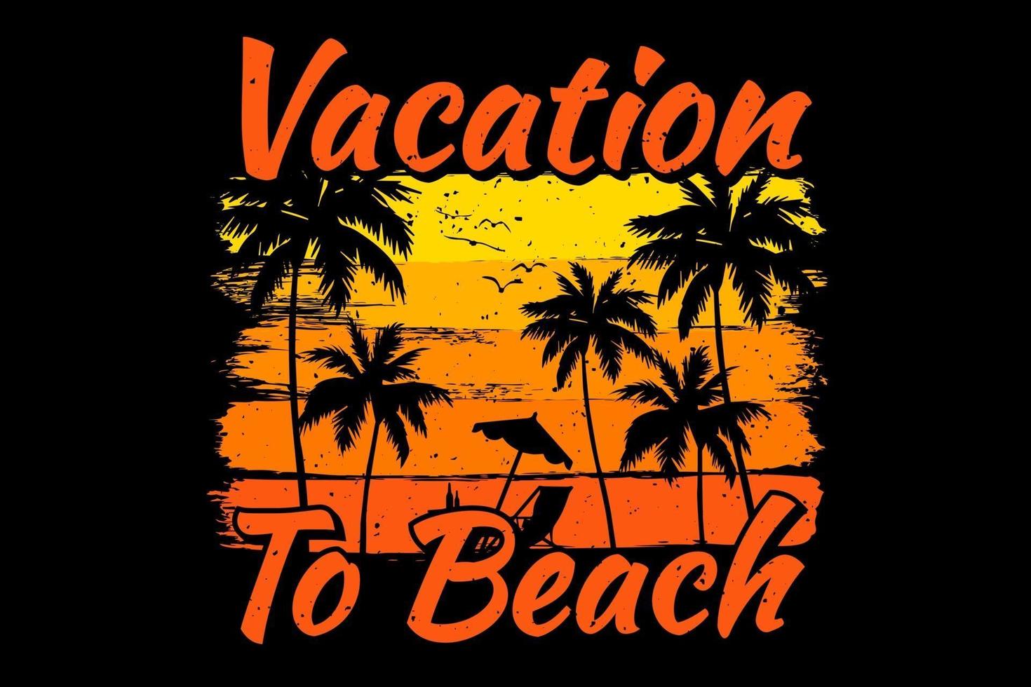 T-shirt vacation beach palm tree sunset vector