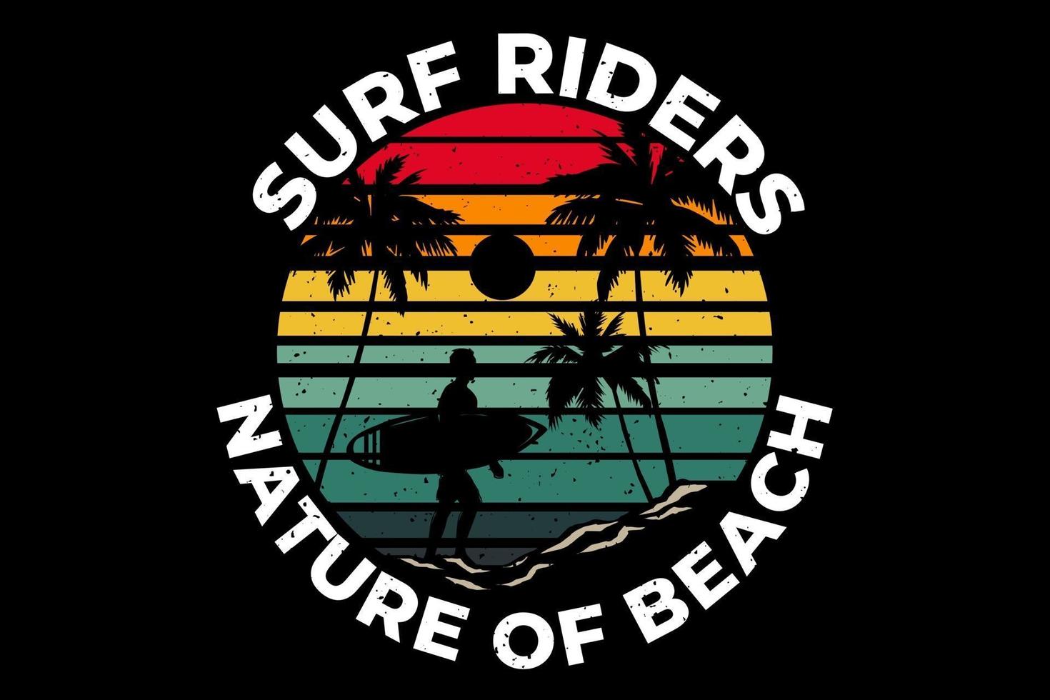 T-shirt surfing rides nature beach palm vector