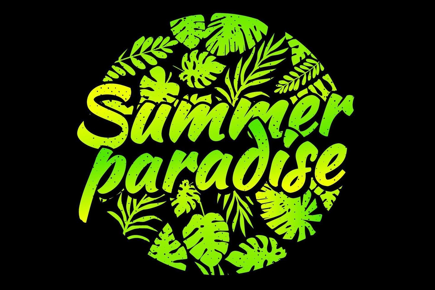 T-shirt summer paradise leaf green gradient vector