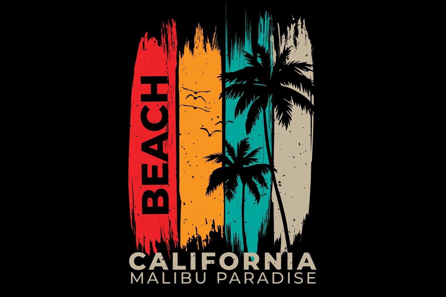 T-shirt beach california paradise palm vector