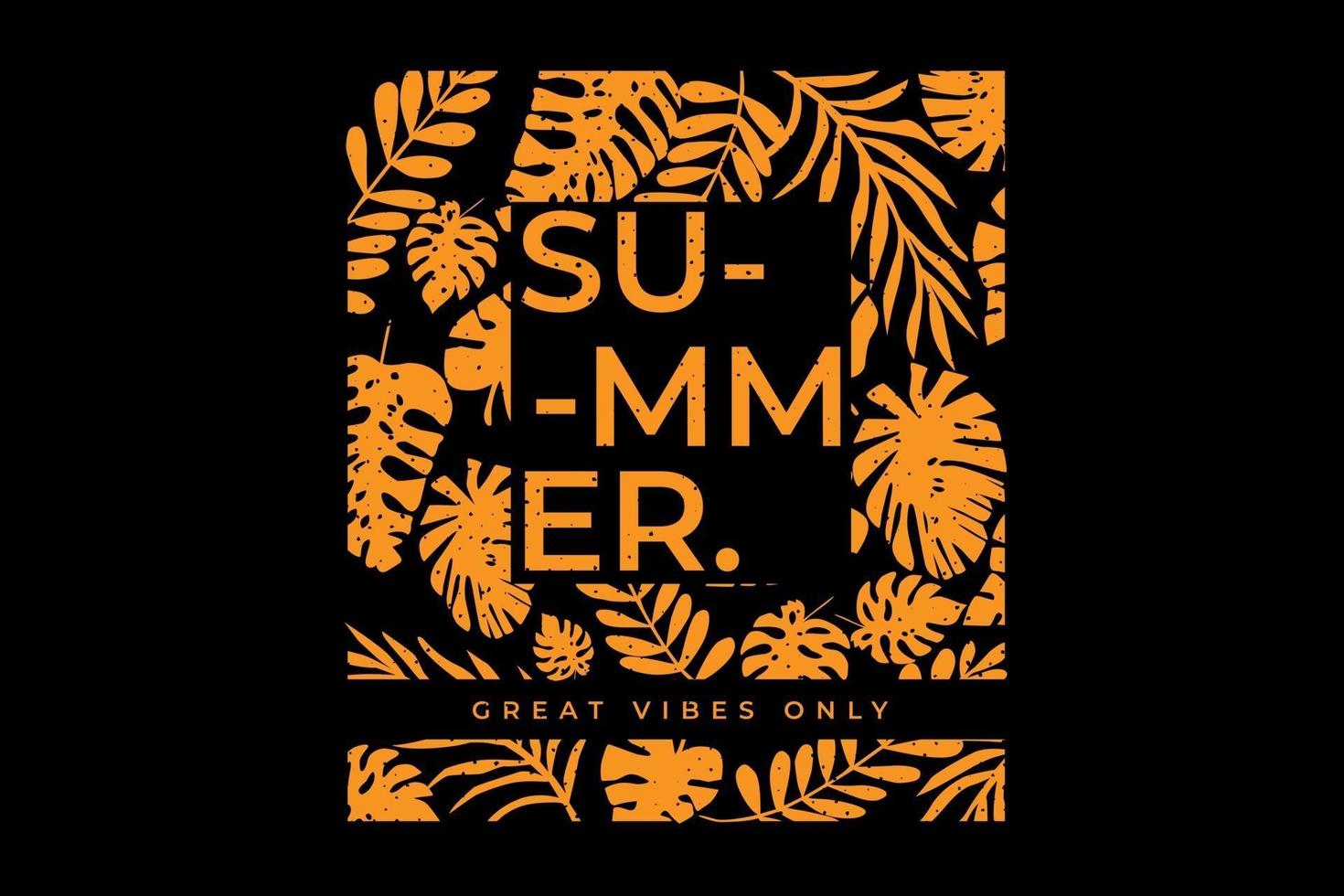 Diseño de camiseta de tipografía tropical de hojas de verano. vector