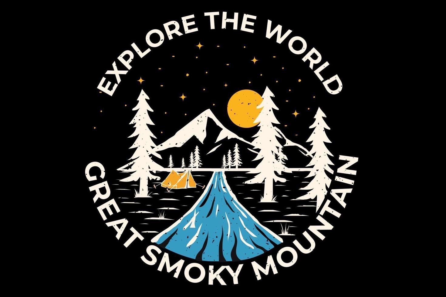 T-shirt design eksplore the world reat smoky mountain vector