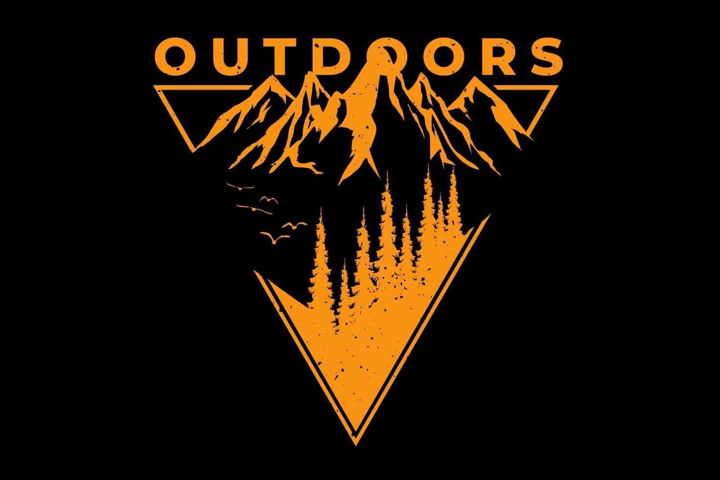 T-shirt outdoors pine mountain vector