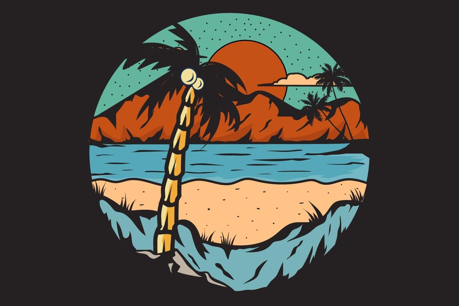 T-shirt beach nature explore palm mountain vector