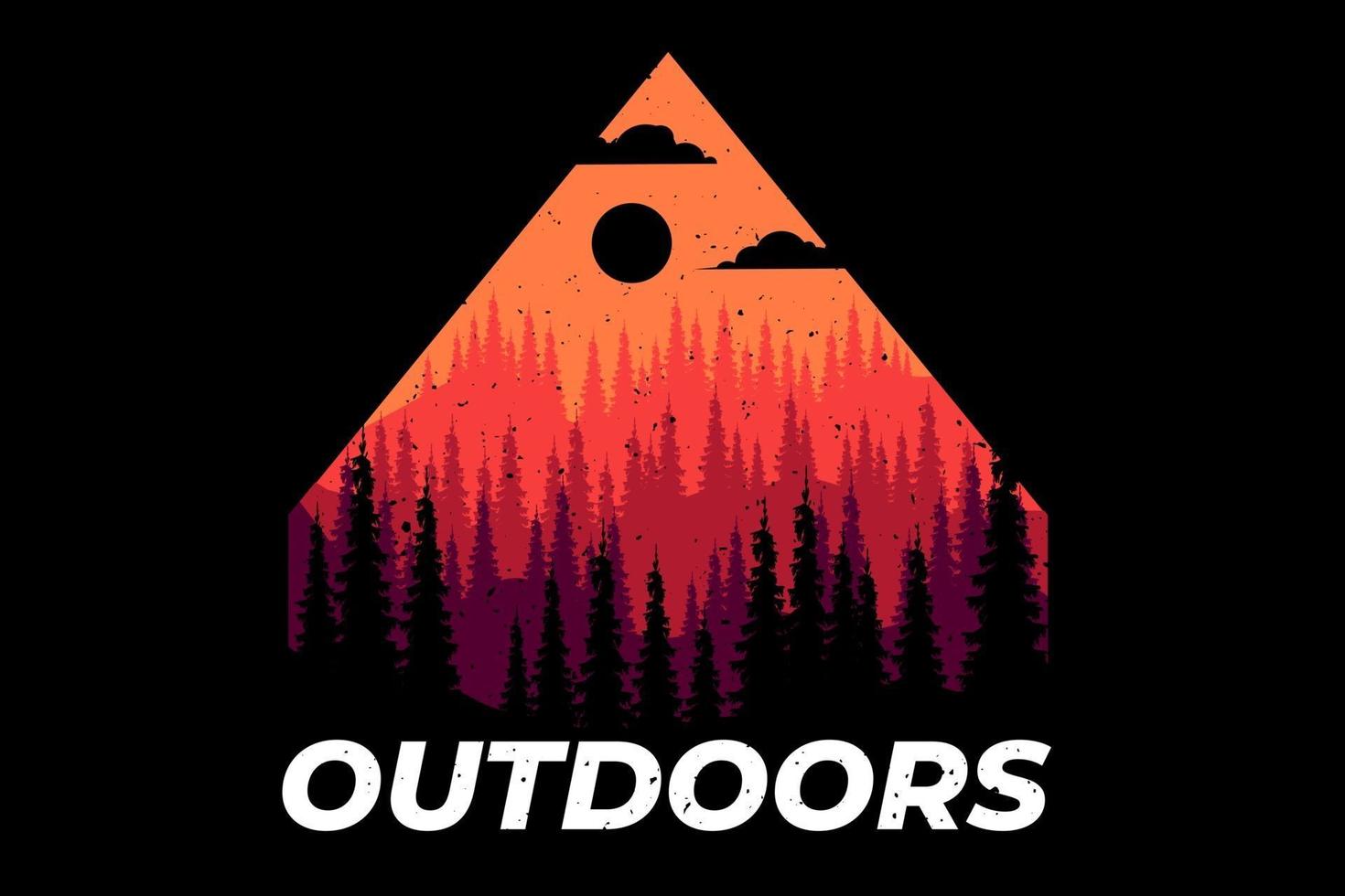 T-shirt outdoors pine mountain summer vector