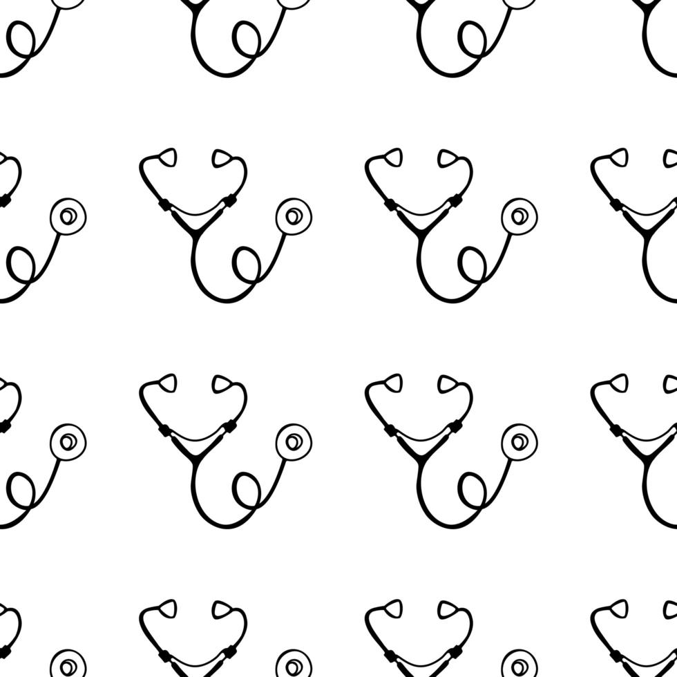 Seamless pattern made from hand drawn stethoscope vector