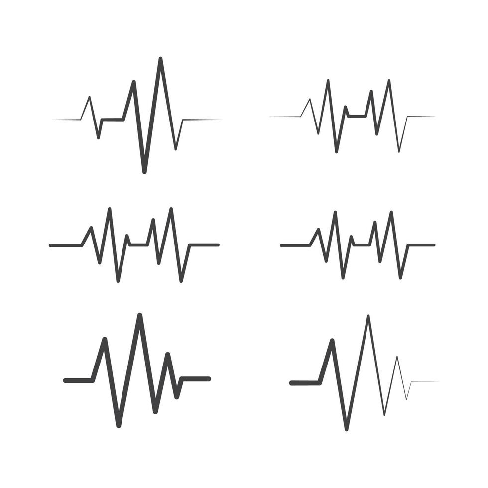 conjunto de icono de vector de ilustración de línea de pulso, ecualizador y efecto de sonido