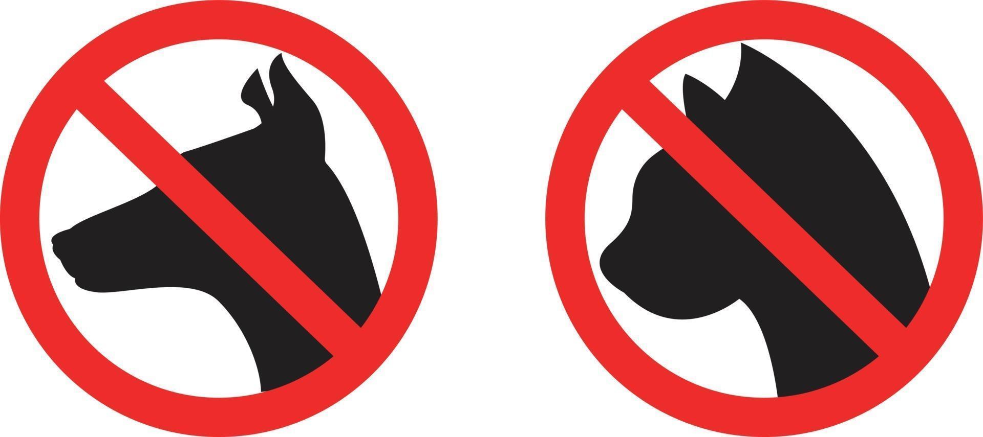 No Dog and Cat Allowed Restriction Icons vector