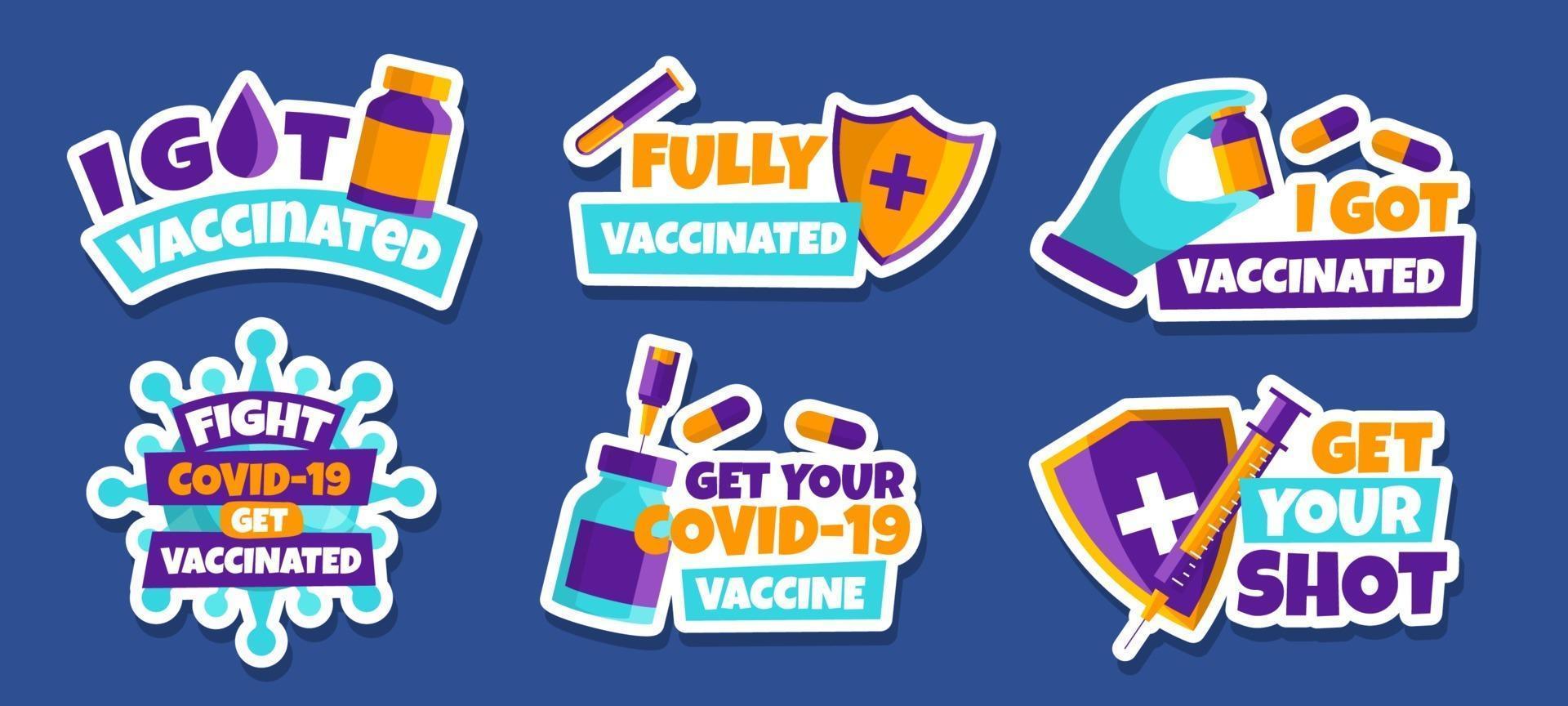 Covid-19 After Vaccine Sticker Set vector