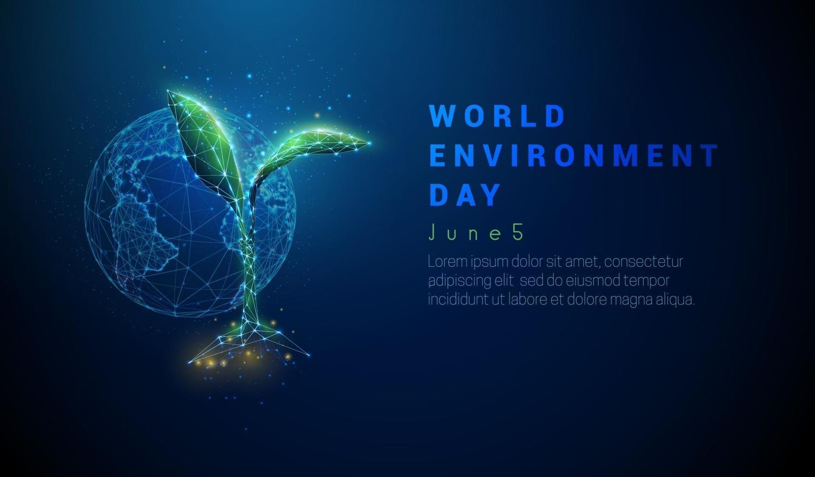 Abstract growing plant in soil with planet Earth. vector