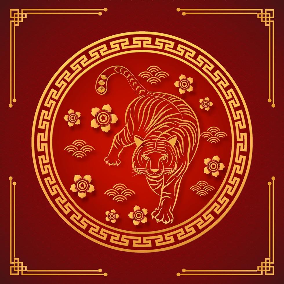 Horoscope Year of Tiger character with Asian zodiac style . vector