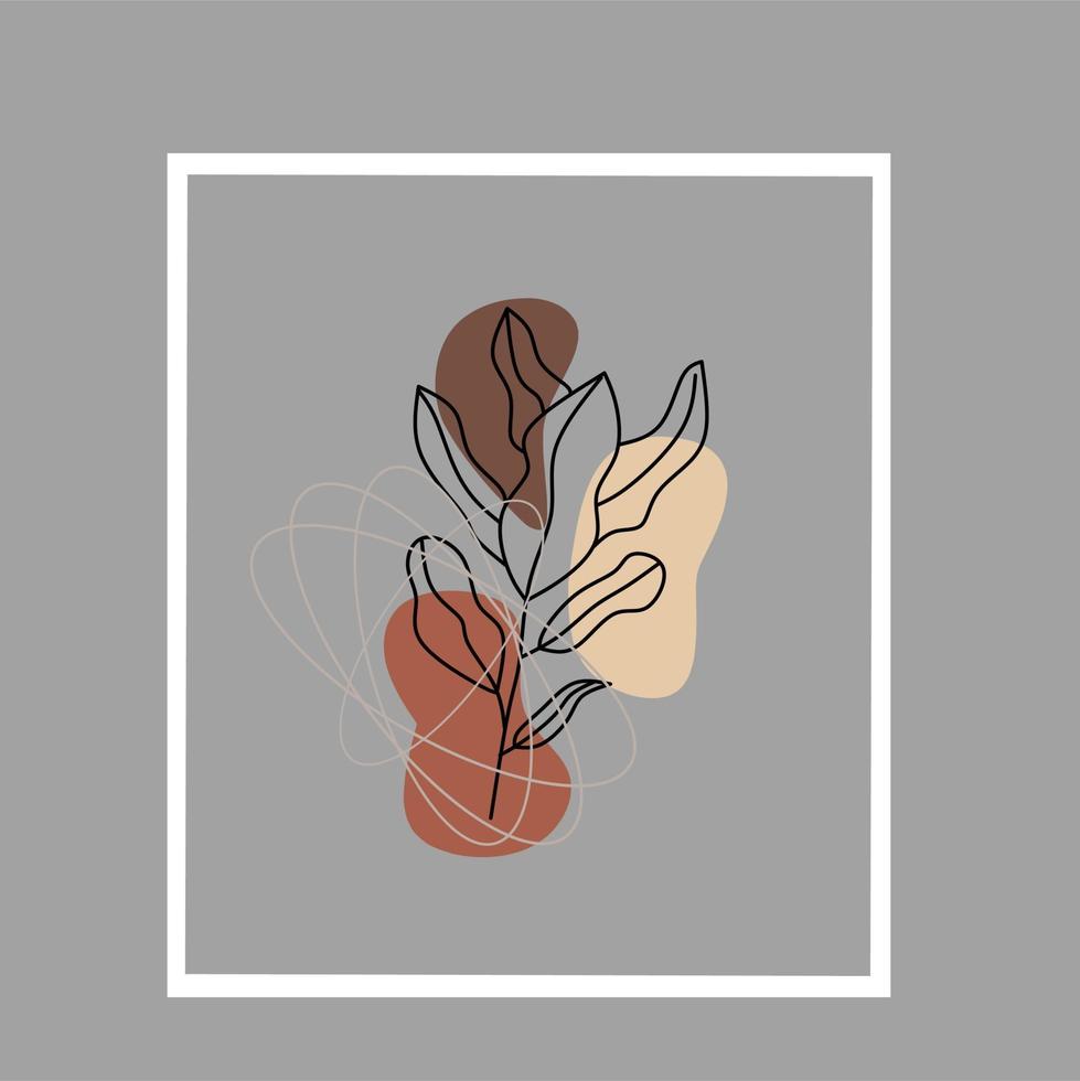 ilustración estética abstracta floral minimalista moderna vector